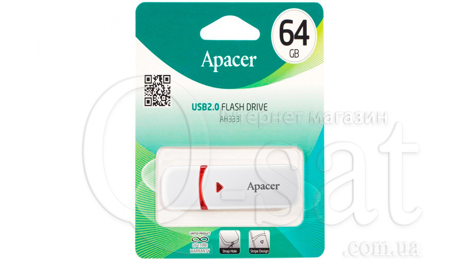 Флеш-накопичувач APACER AH333 64GB Білий